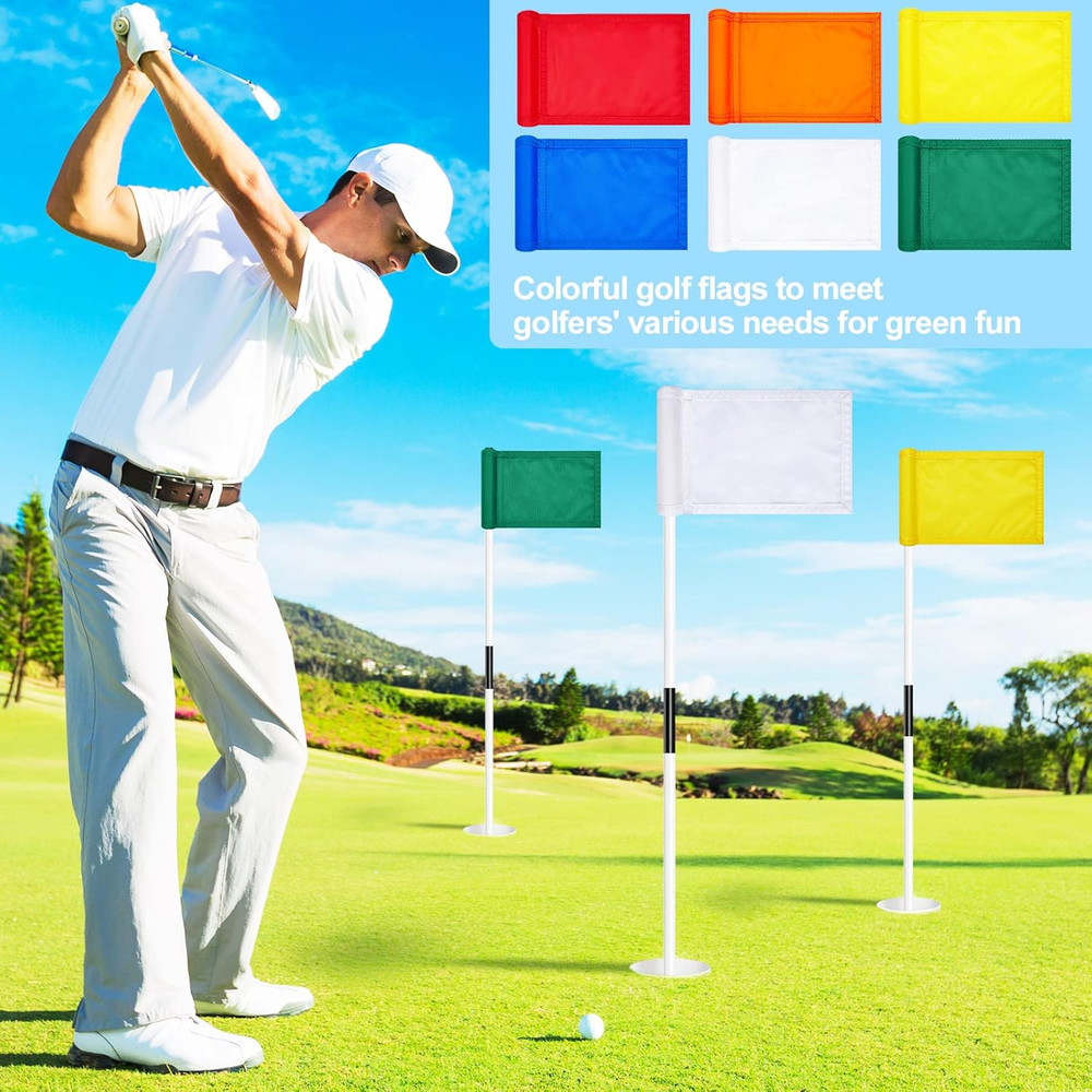 Colarr 12 Pcs Solid Golf Flag Target Flag with Tube Inserted Waterproof Putting