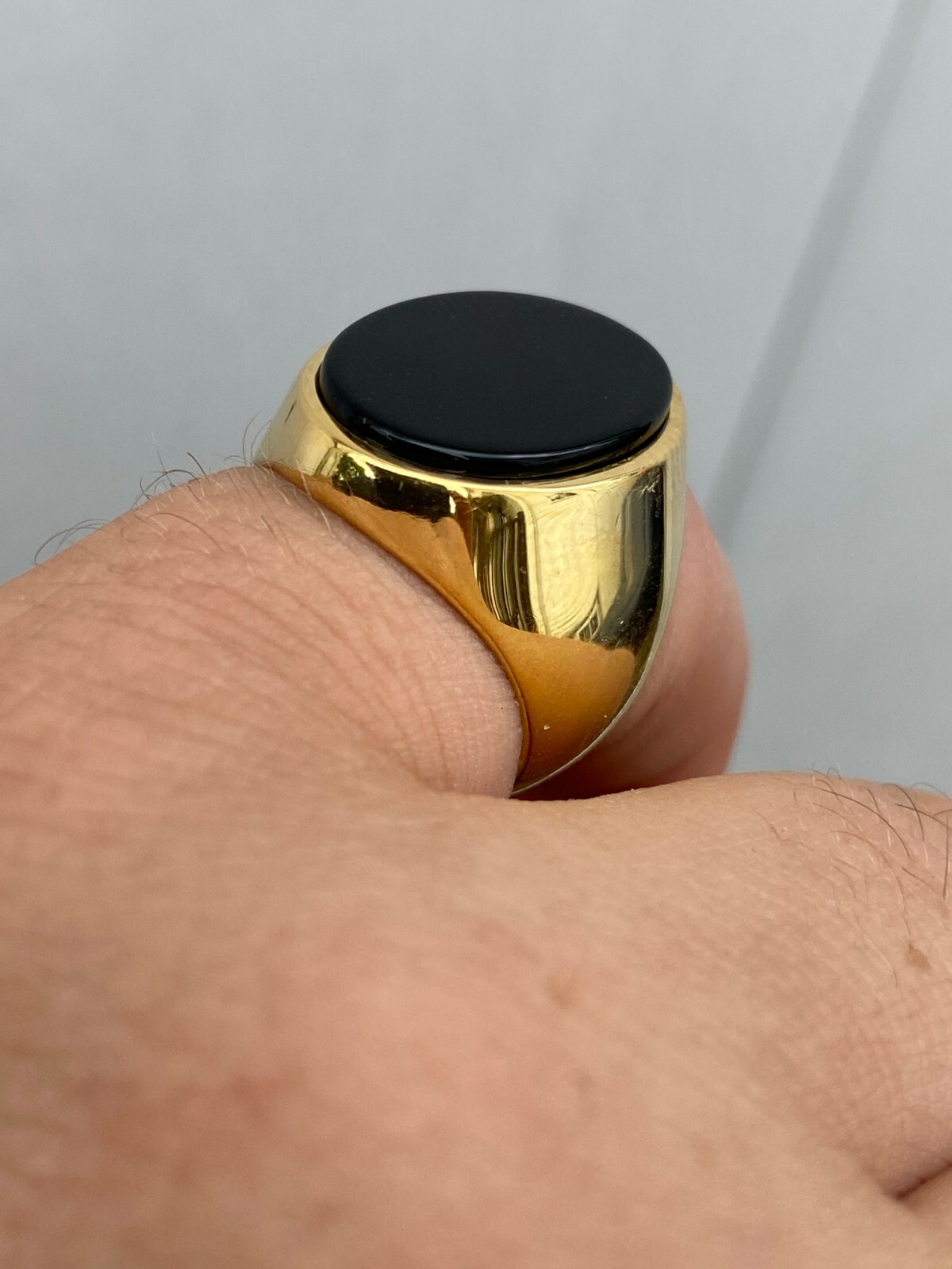 Men's 14k Gold Plated Solid 925 Sterling Silver Black Onyx Signet Ring Size 7-13