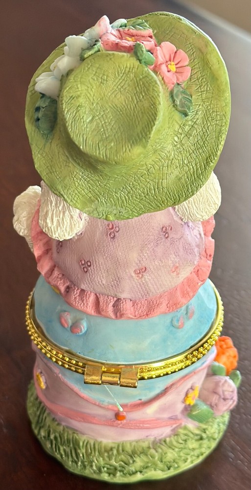 Bunny with Flower & Easter Egg Ceramic Trinket Box