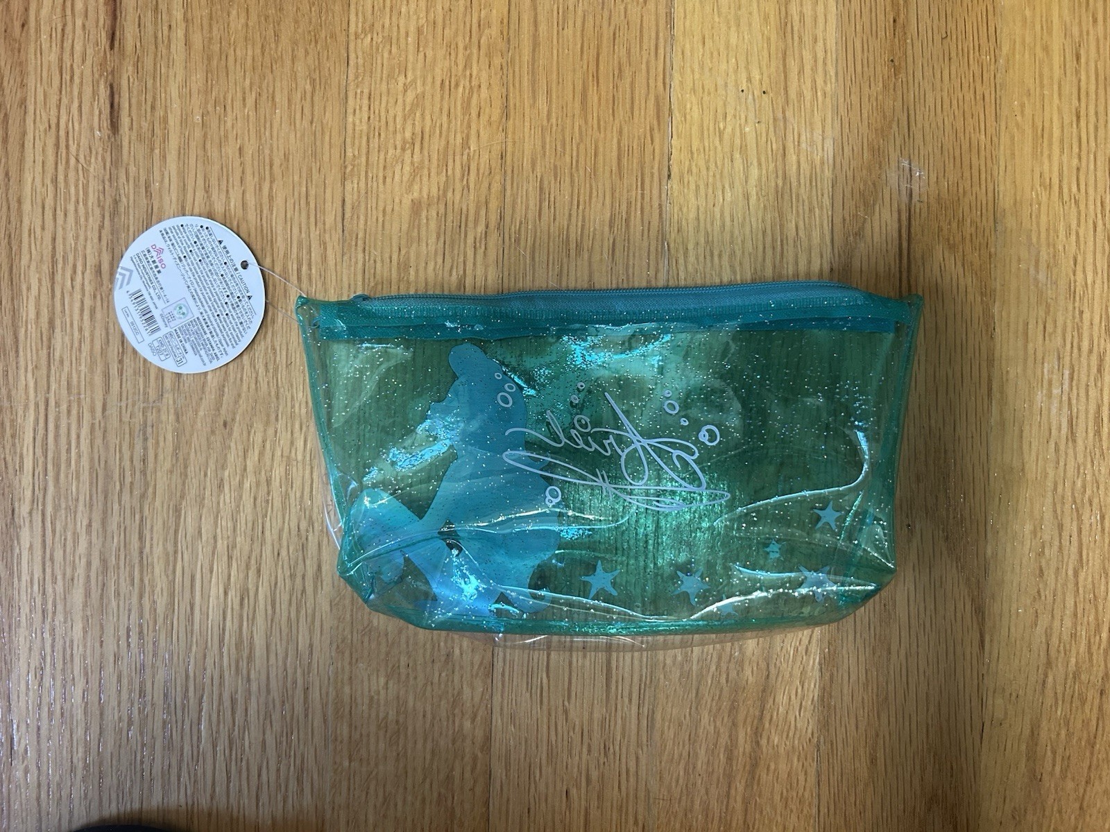 Disney Daiso The Little Mermaid Clear Pouch Bag Makeup Cosmetic Travel Bag NWT