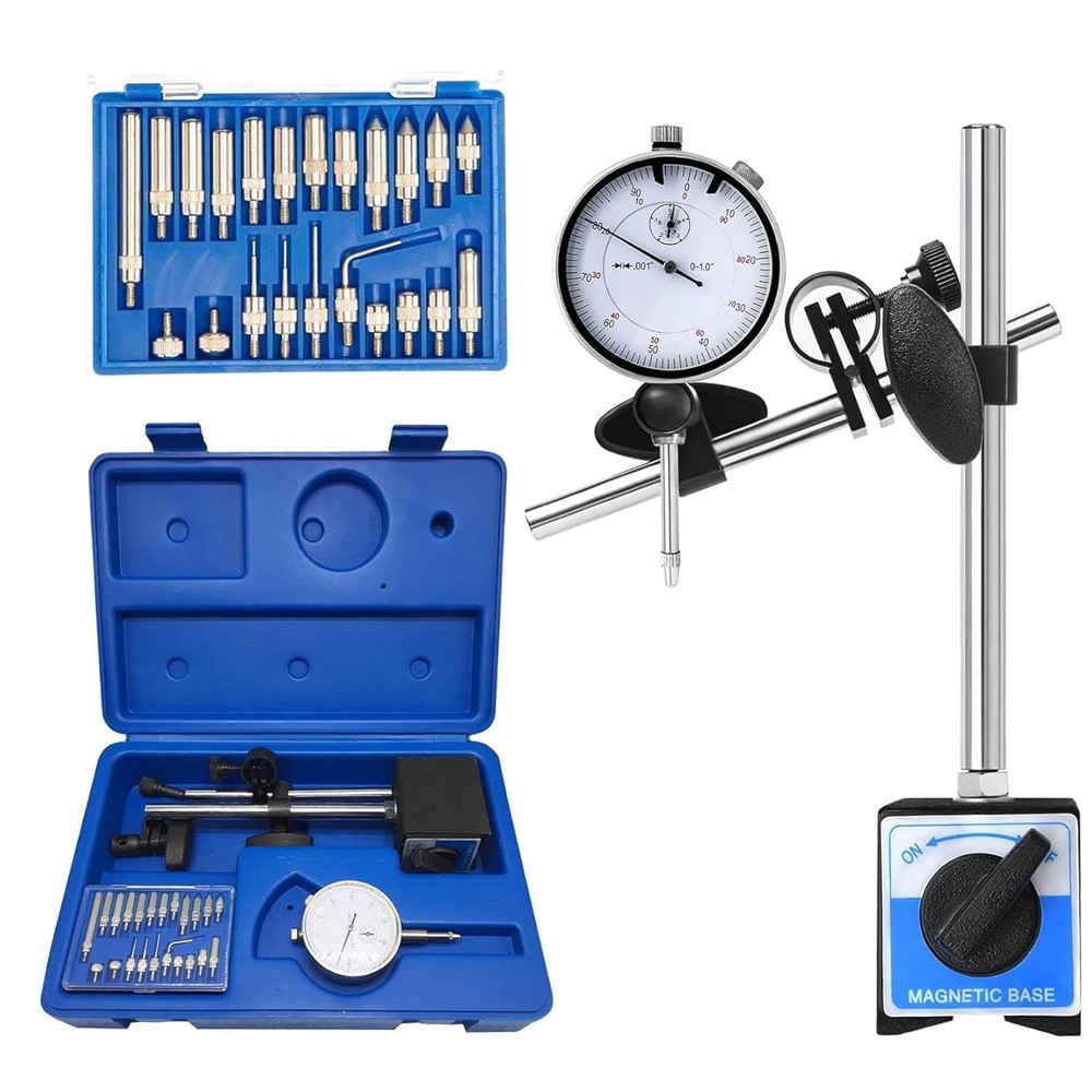 Dial Indicator with Magnetic Base, 0-1"×0.001" Precision Dial Test Indicator Set