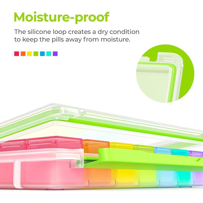Clear Pill Organizer Easy Open Lockable Portable Moisture Proof Spill Proof New