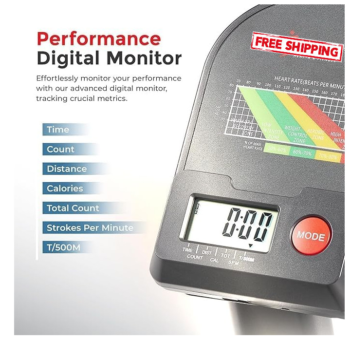 Smart Compact Full Motion Rowing Machine, Full-Body Workout, Low-Impact