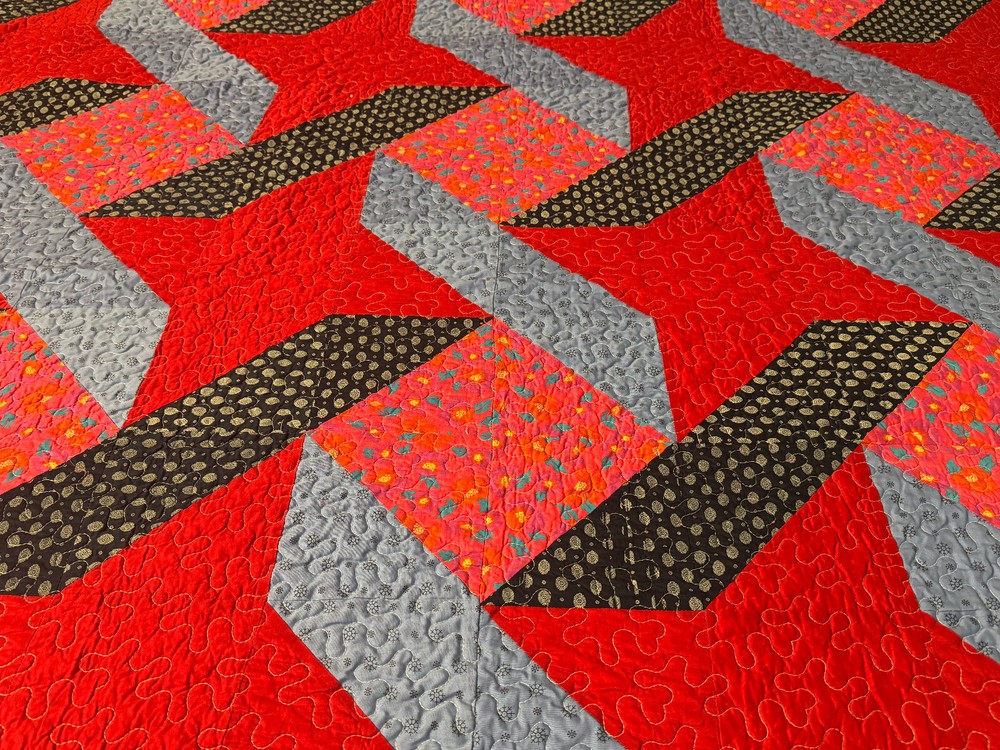 King Size Machine Pieced And quilted Patchwork Quilt #6A-1-3