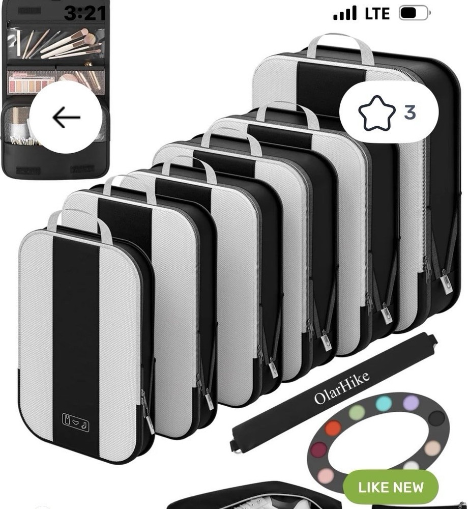 NEW 10pc Set OlarHike Black Compression Organizing Travel Cubes