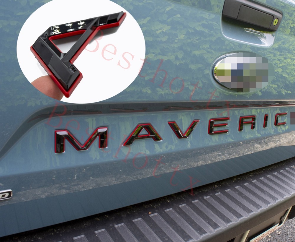 Black with Red 3D Domed Plastic Letters for Ford Maverick 2022+ Tailgate 
