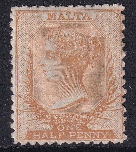 MALTA-1868 ½d Buff-Brown.  A mounted mint example Sg14 (2)
