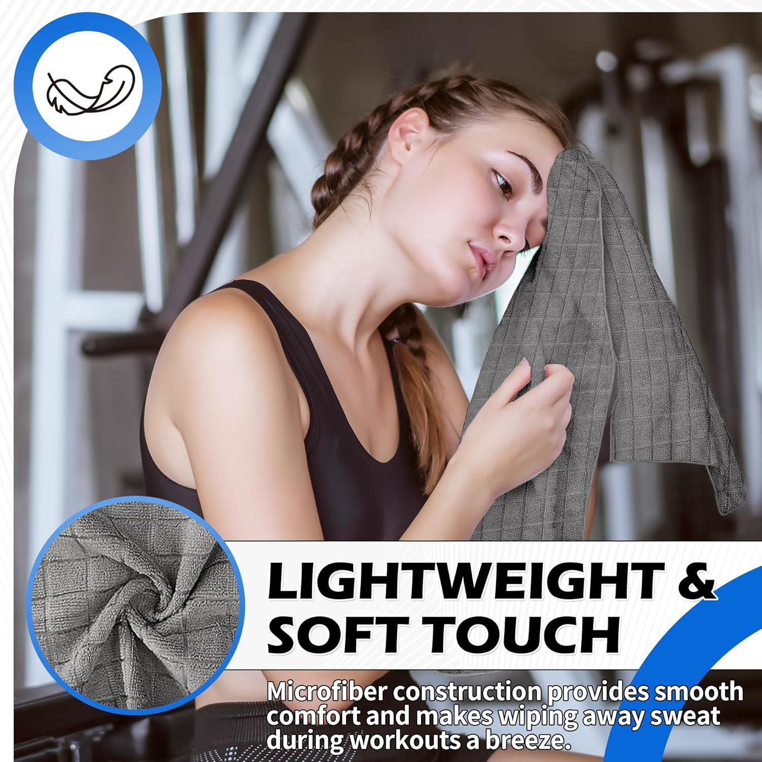 3 Pack Microfiber Gym Towels 16x27 Quick Dry Sweat Hand Towels for Workout & Tra