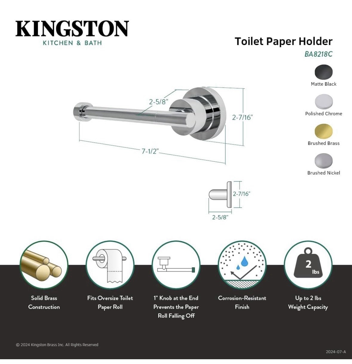 Kingston Brass BA8218C Concord Toilet Paper Holder Chrome Bathroom