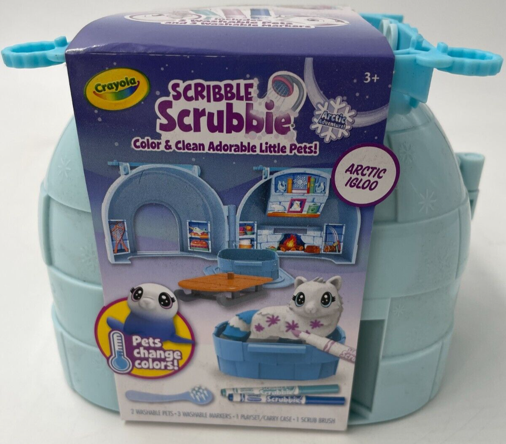 NEW Crayola Scribble Scrubbie Arctic Igloo Play Set with 2 Color-Changing Pets