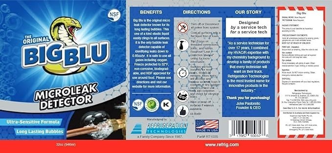 Refrigeration Technologies RT100S Big Blu Micro Leak Detector 1 Qt Viper