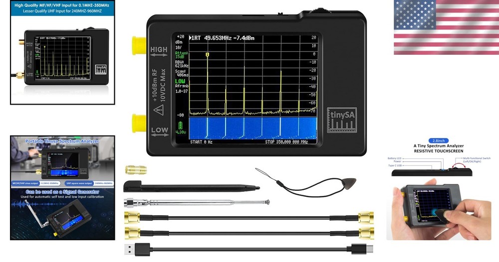 2.8" Handheld Frequency Analyzer with Dual Input & USB PC Control Compatibility