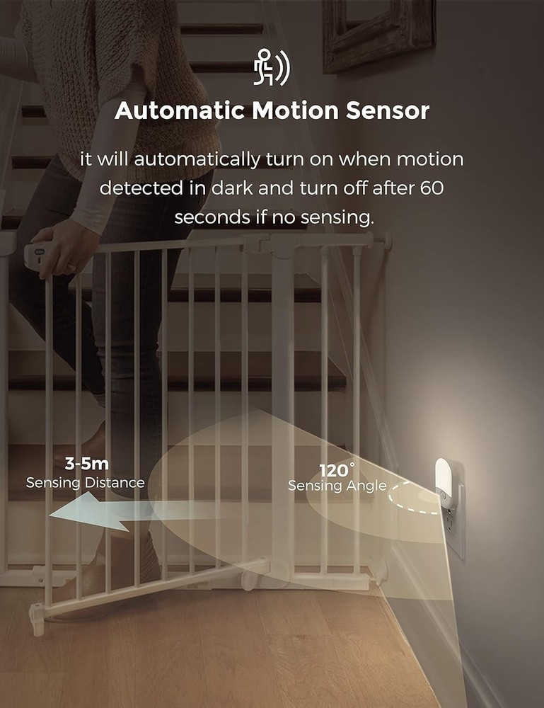 L LOHAS LED Motion Sensor Night Light, [2 Pack] 2 PACKS, Daylight White