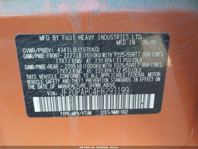XV CROSST 2015 Glove Box 2074981