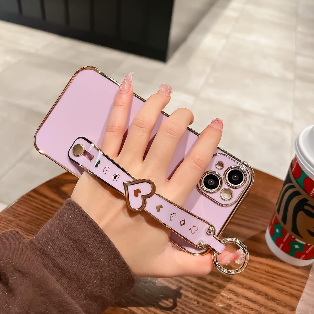 TQLGY Compatible with iPhone 14 Plus Case, Cute Electroplate Edge Bumper