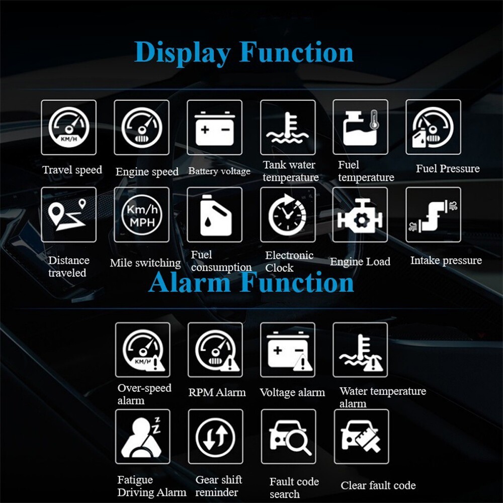 Car HUD Computer OBD2 Digital Speedometer & Water Temperature Indicator Display