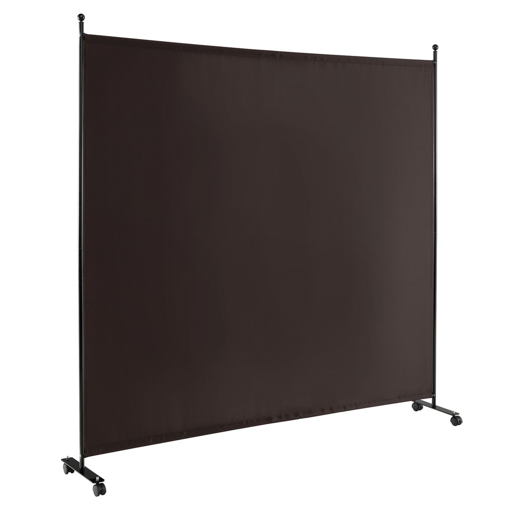 6FT Single Panel Room Divider w/ Wheels Rolling Fabric Partition Privacy Screen