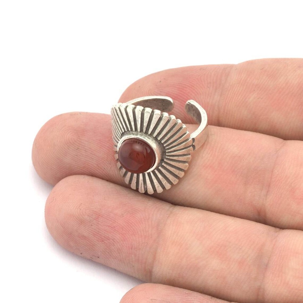 Sun Round Blank Ring Cabochon Base Blank Setting Adjustable raw brass 5456