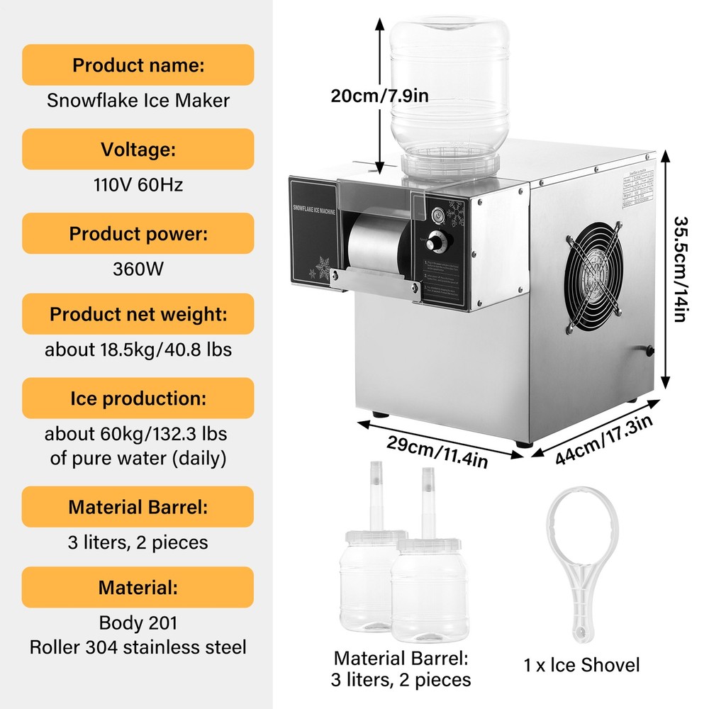Commercial Snowflake Ice Machine, Snow Cone Machine, Ice Shaver Slush Maker