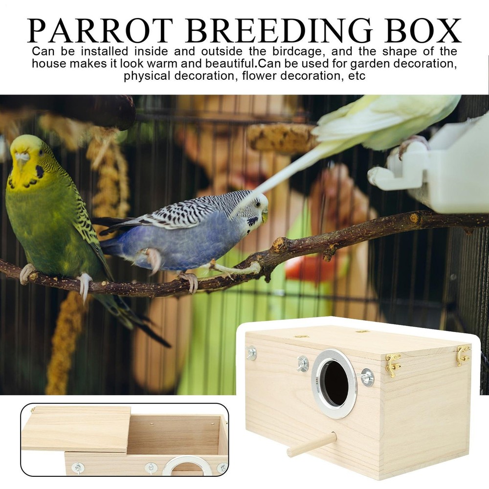 Parakeet Nest Box Wood Parrot Nesting Breeding House Nesting Boxes for practical