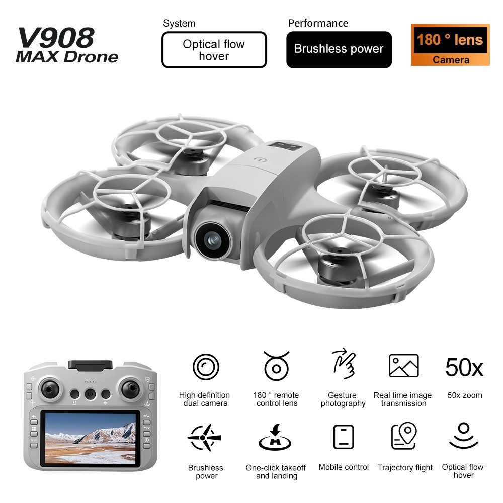 V908MAX RC Drone with Camera, with Headless Mode, 360° Flip, One-Key Takeoff/Lan