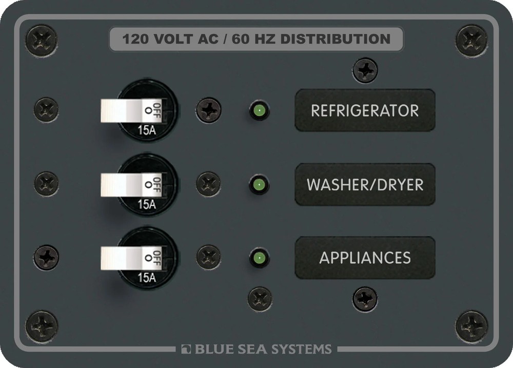 Blue Sea - 8058-BSS Panel 120VAC 3pos  (1EA)
