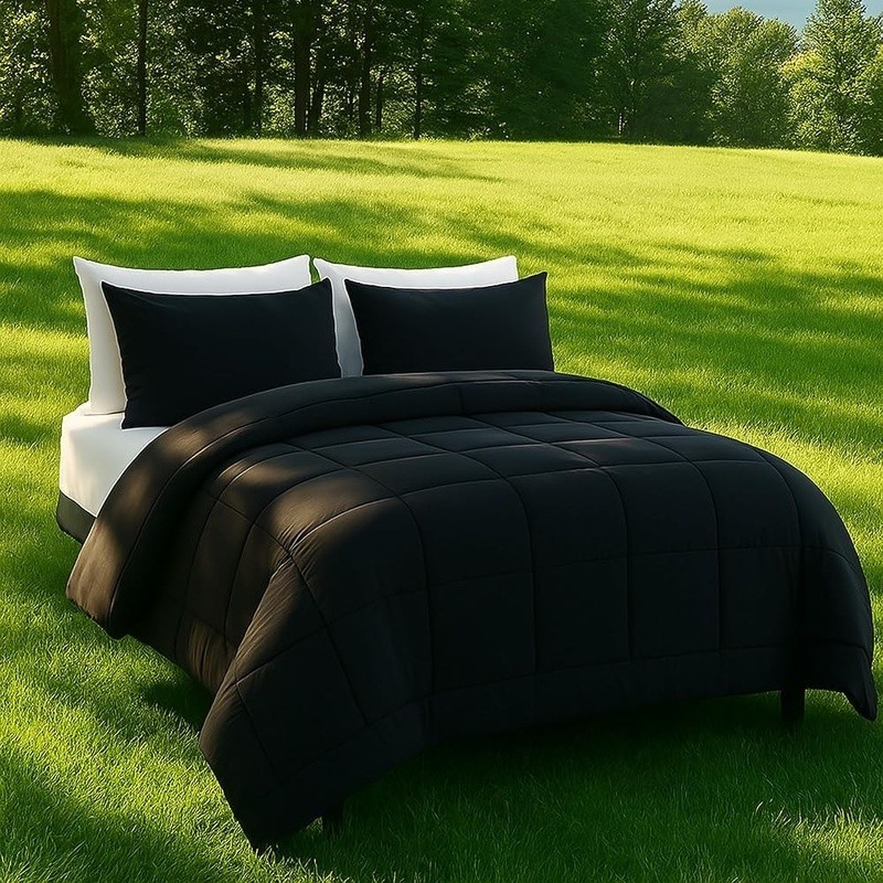 Queen Comforter Set Microfiber Soft Bedding Down Alternative Quilt Box Stitching
