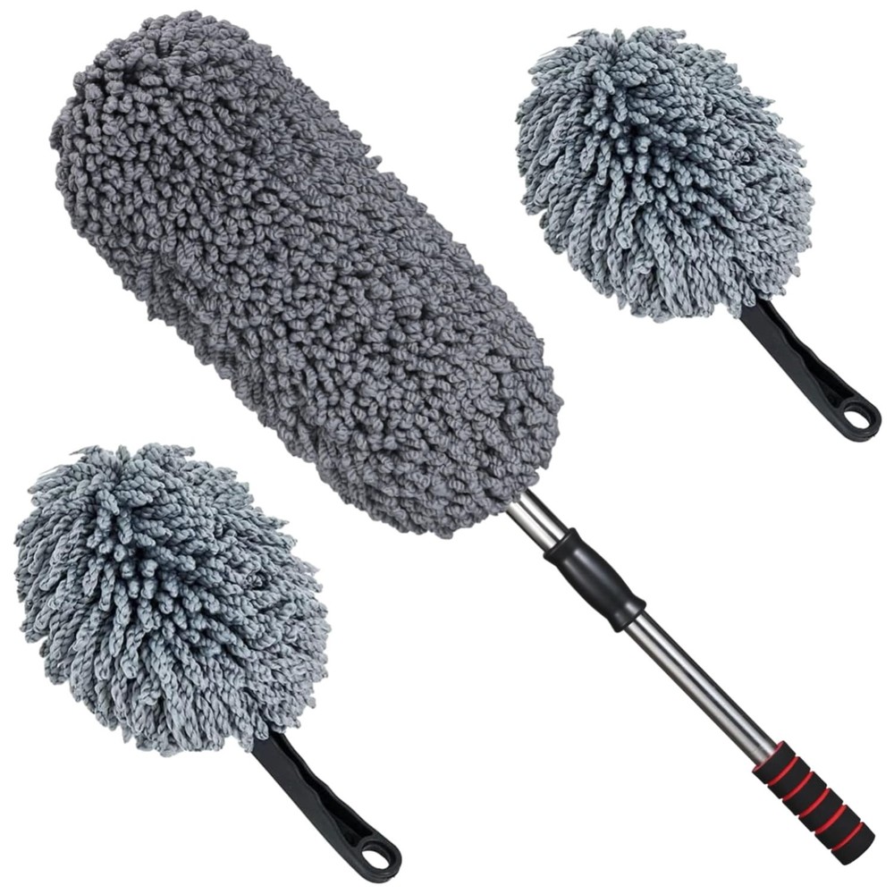 Large Microfiber Car Duster Kit - Extendable Handle for Interior & Exterior Use
