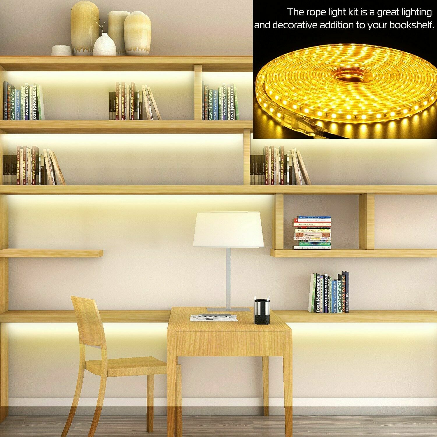 110V LED Strip Light SMD 5050 Flexible Tape Home Outdoor Lighting Rope + US Plug