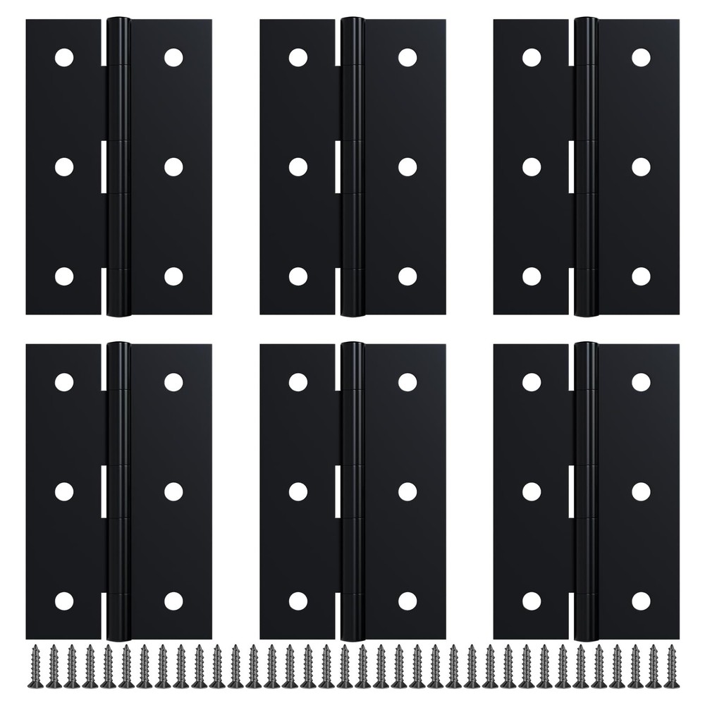 6 Pack 2.5 inch Black Door Hinges Small Hinge Hardware for Doors Cabinets DIY...