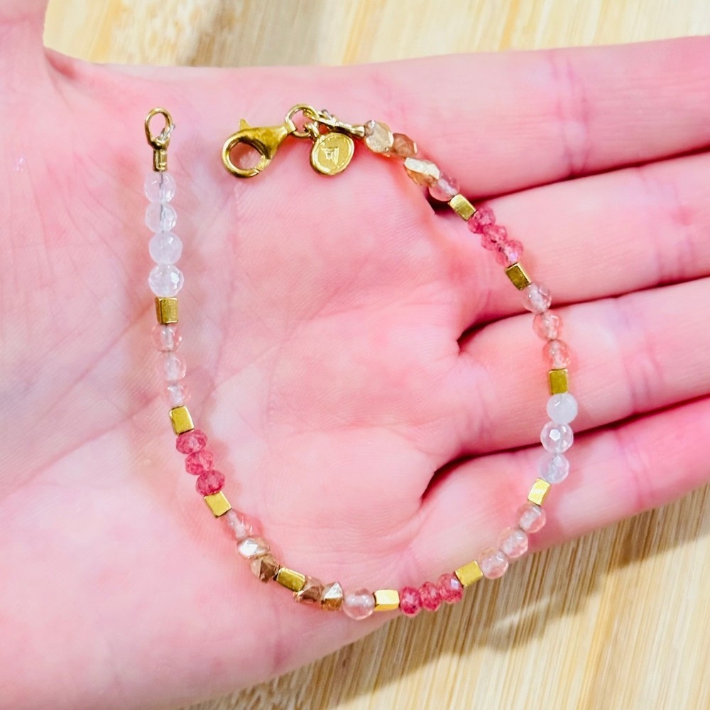 Silpada Collection Bracelet Signed Thin Stone beaded 925 sterling silver 7"