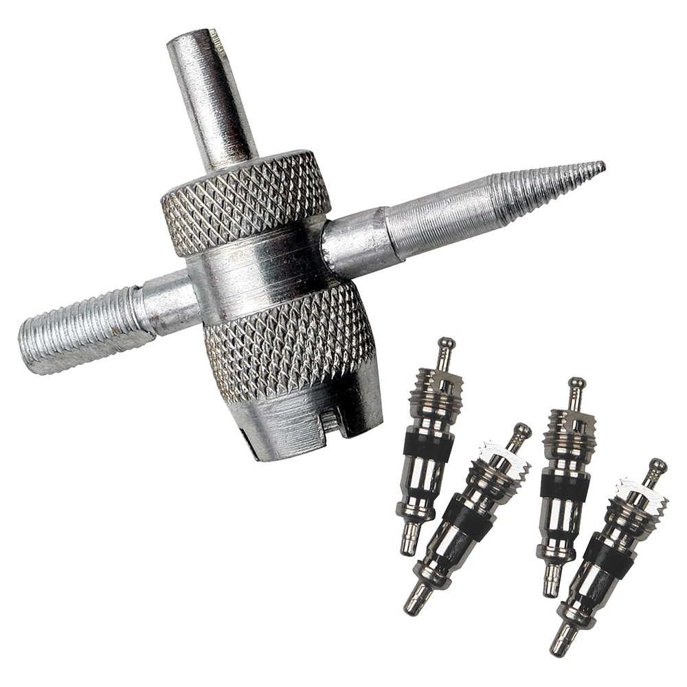 (2 pack) 4way Valve Core Tool & 4 Replacement Valve Cores