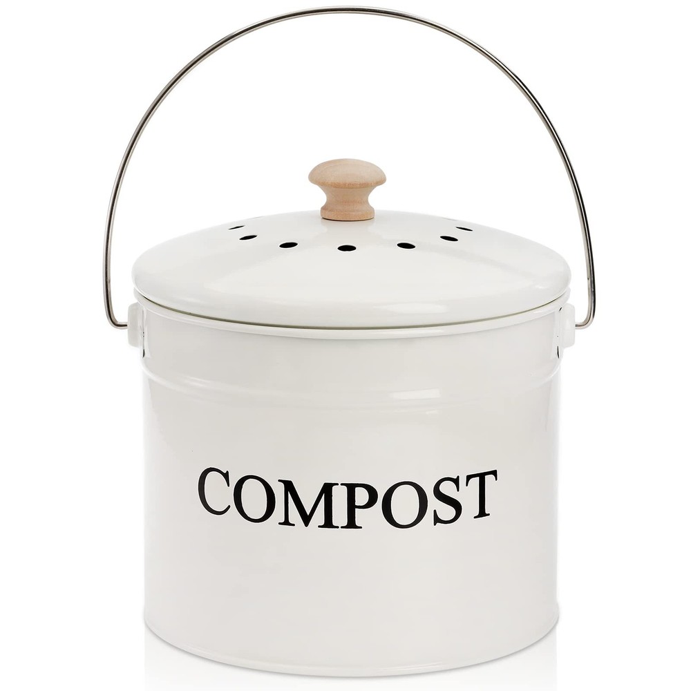 Compost Bin Kitchen Countertop, 1 Gallon Composter Pail, Food Waste Compostin...