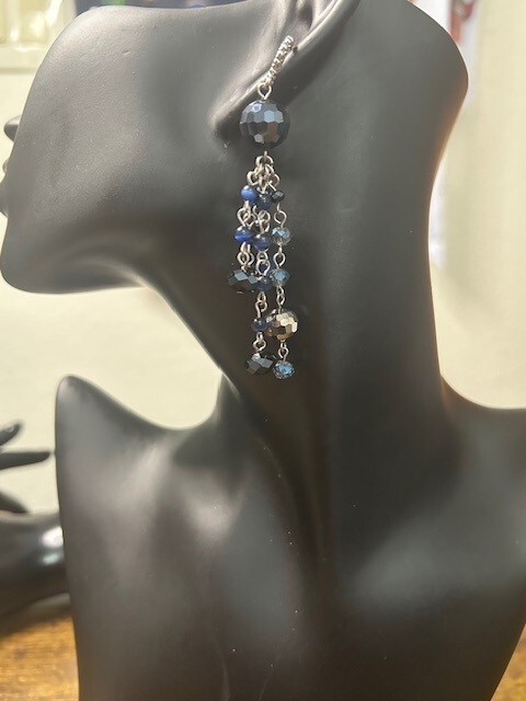 Blue Glass Beaded Earrings