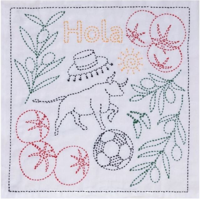 Sashiko World - SPAIN - HOLA (HELLO) - Sampler Kit w/Needle & Thread