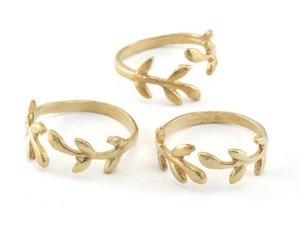 Minimalist Ring Leaf Adjustable Raw brass (18mm 8US inner size) 4095