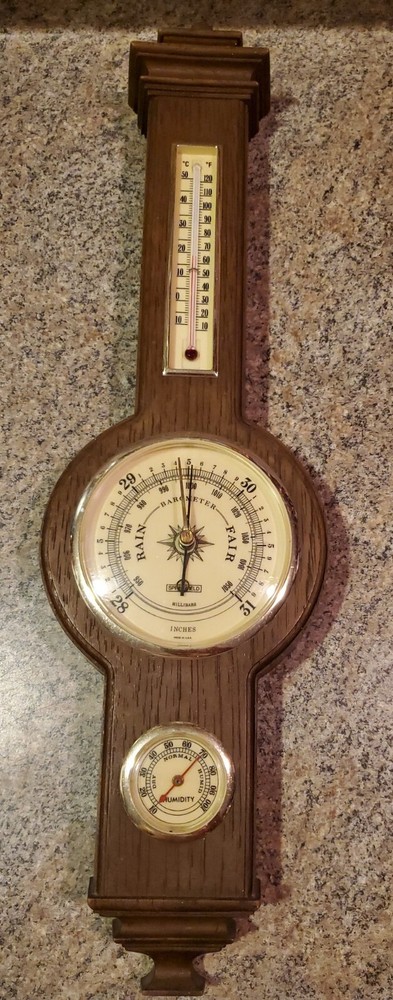 Vintage Springfield Plastic 20" Millibars Humidity Barometer (B2)