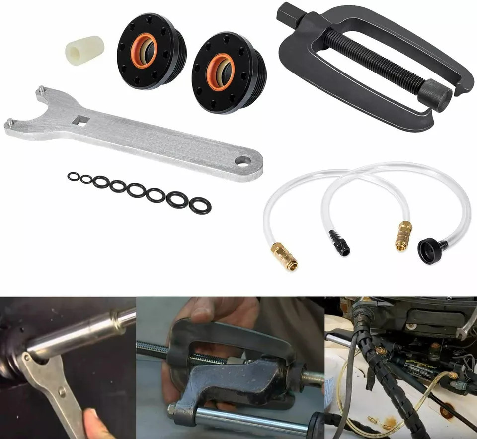 for Seastar Hydraulic Steering Cylinder Seal HS5157 + Bracket Puller + Bleed Kit