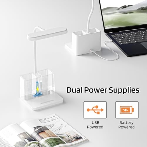 Rechargeable Small Desk Lamp for Home Office Bedroom, Study Table Light White