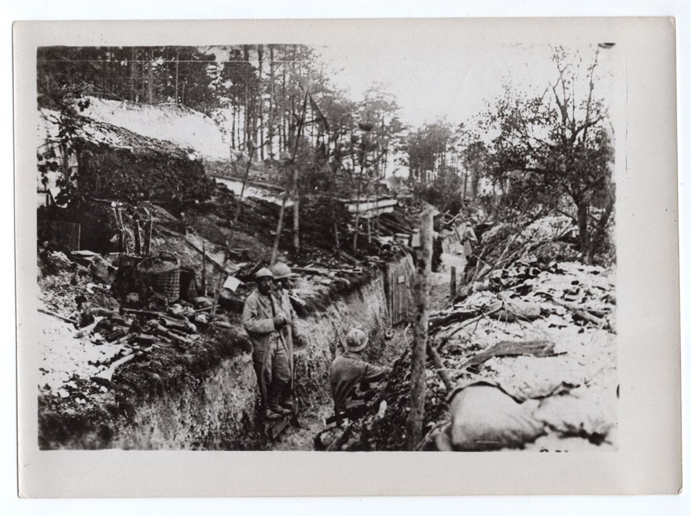 WWI French Soldiers in Trench Line Bunker 5x7 Original Photo
