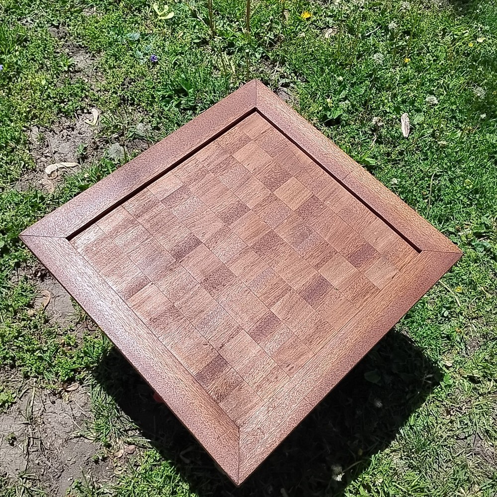 Large 19" Antique Handmade Solid Oak Chess Board