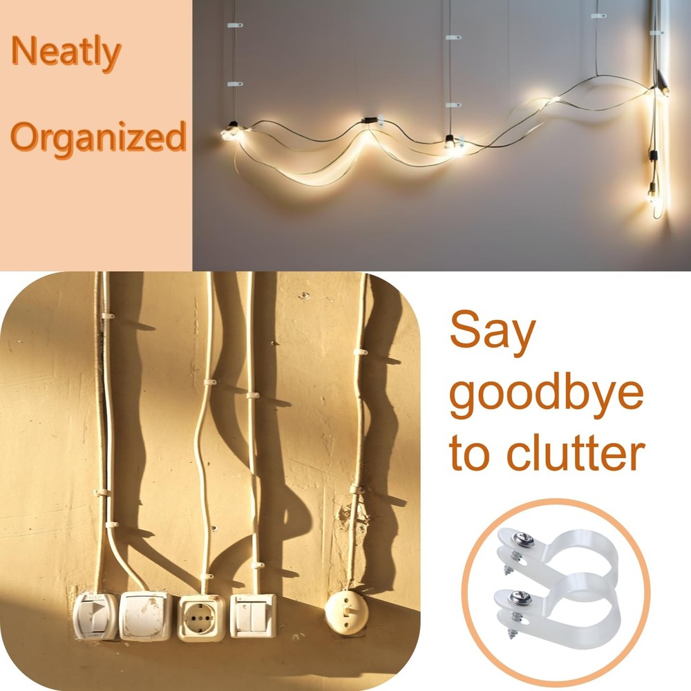 300 PCS 1/4 Inch Rope Light Clips PStyle Mounting Plastic Cable Clamp White