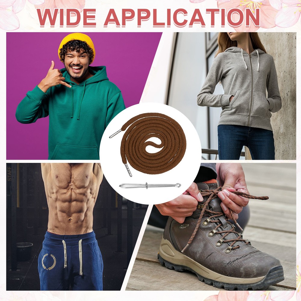 6 Pcs Hoodie Strings Drawstring Cords with Easy Threader (Brown)