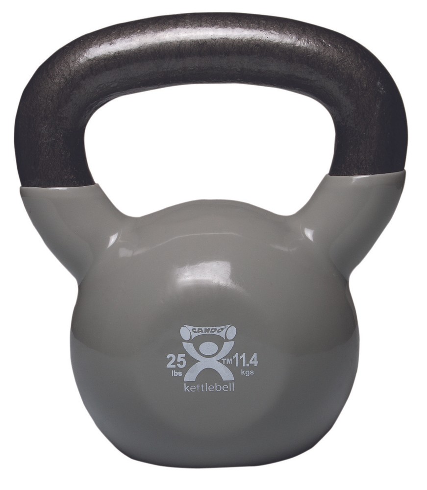 Cando Vinyl-Coated Kettlebell - Silver - 25 lb - Workout & Strength Training
