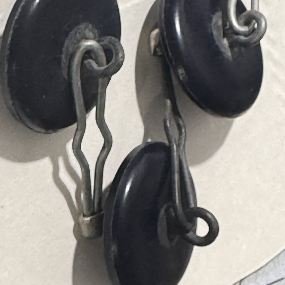 (3) VTG Military Buttons Embossed Eagle Crest .75” Navy Black Toggle Back Loop