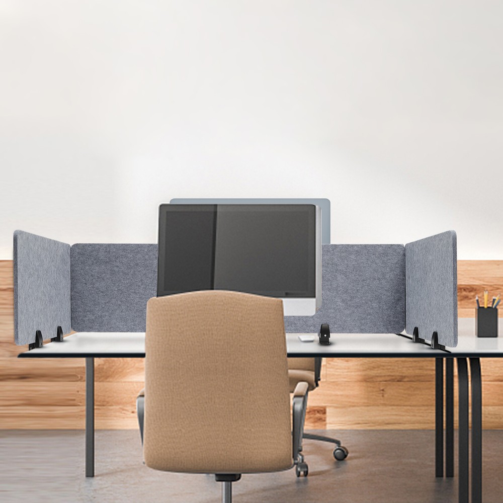 Stand Up Desk ReFocus Raw Clamp-On Acoustic Tabletop Divider Privacy Panel Grey
