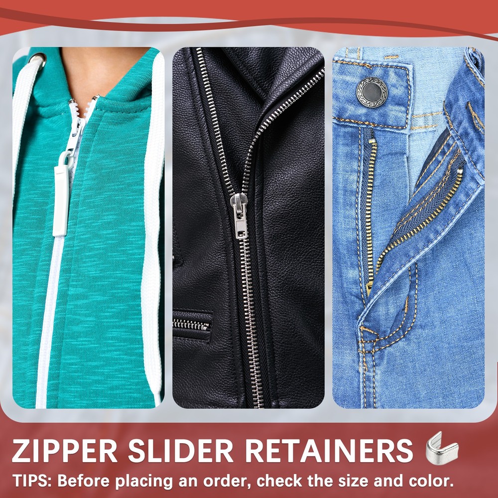 Zipper Slider Retainers [100pcs] - #8 U Shape Top Stoppers - [Silver]