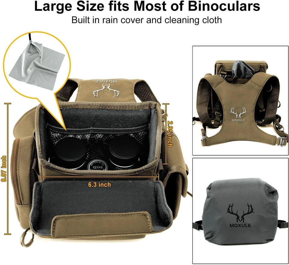 MOXULE Binocular Harness Chest Pack: Bino Case with Rangefinder Large, Green