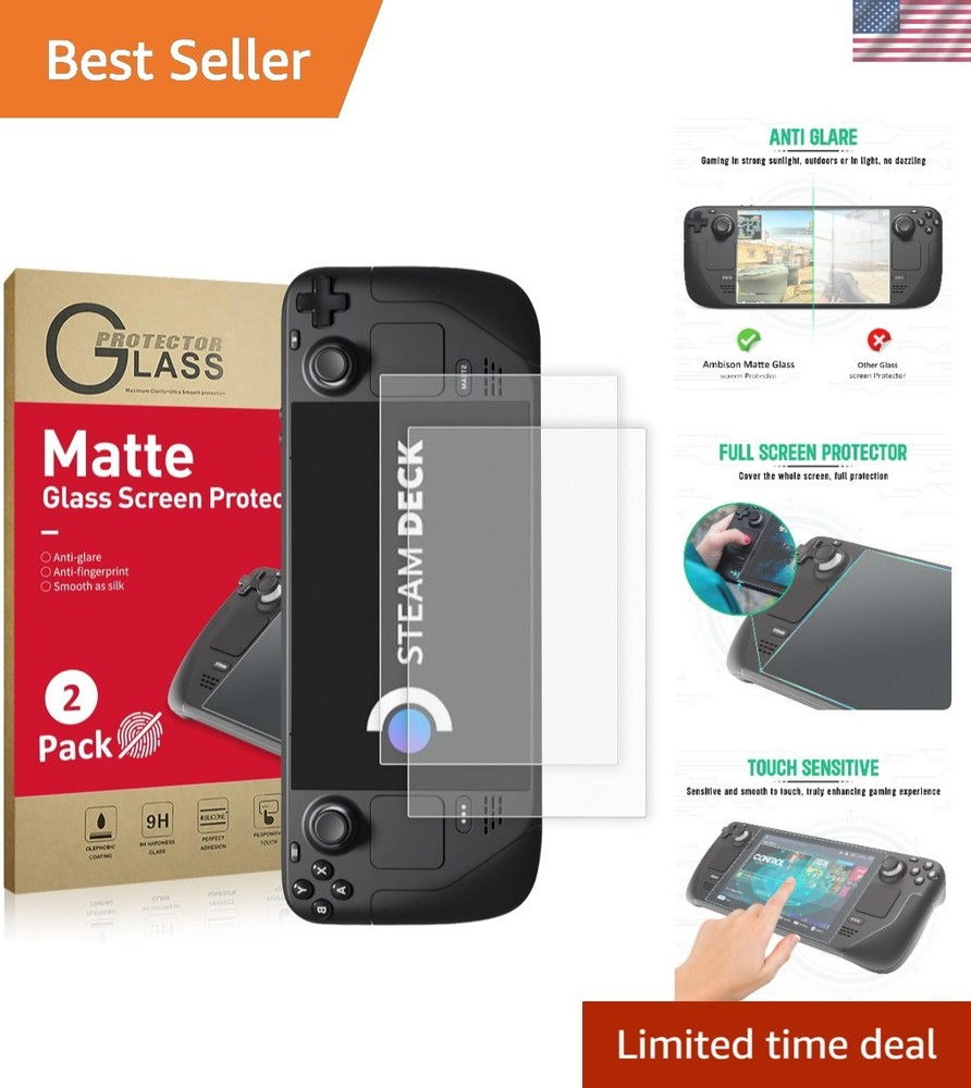 Full Coverage Anti-Glare Screen Protector for Steam Deck - 2 Pack, 9H Hardness