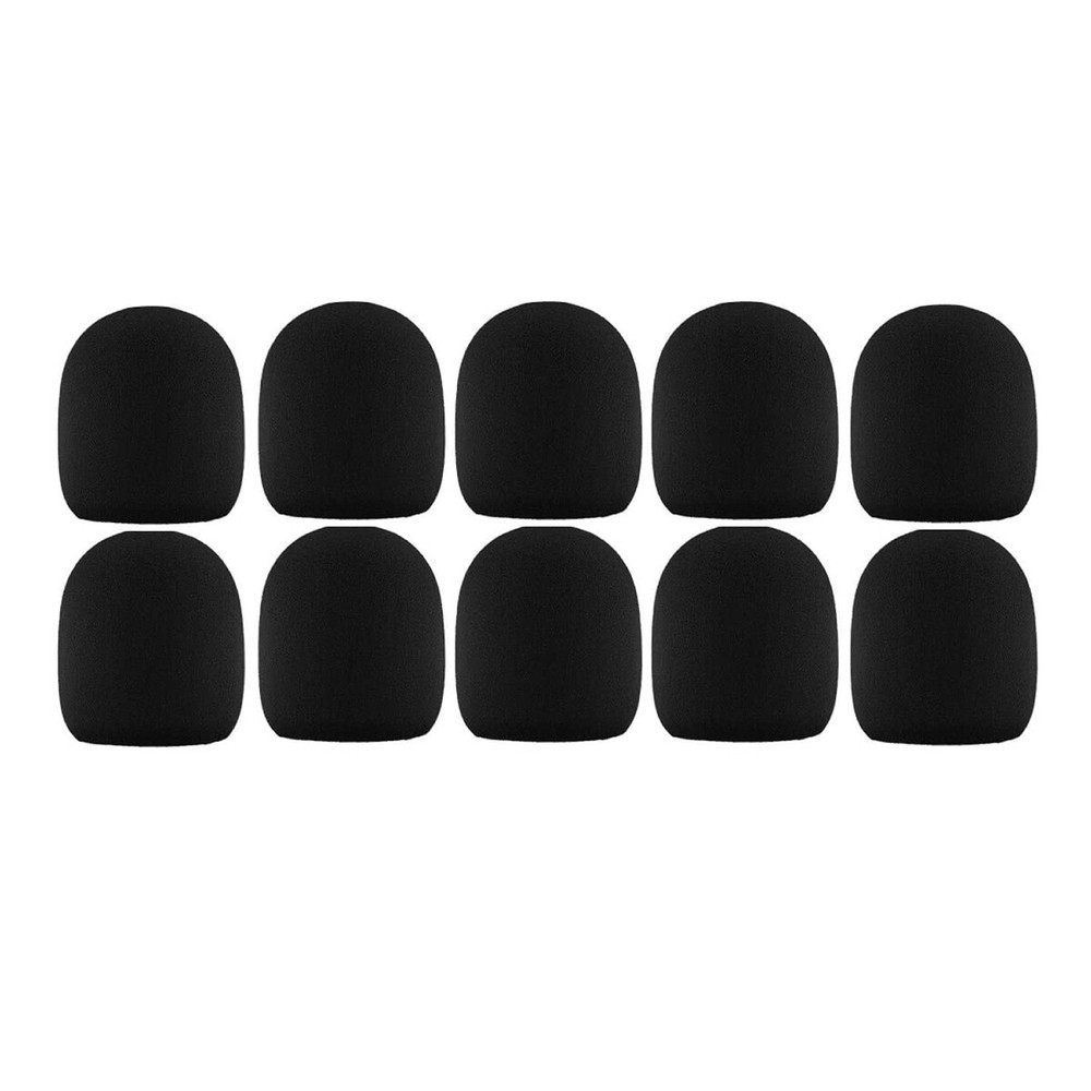10pcs Black Microphone Windscreen Sponge Foam Mic Cover Pop Filter